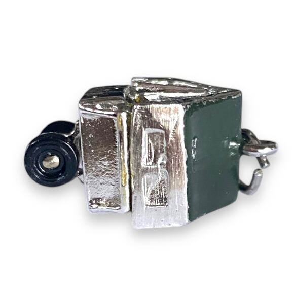 Vintage Charm Travel Trailer Camper Silver Tone Wheels Turn Whimsical 1950s RARE - Picture 11 of 13